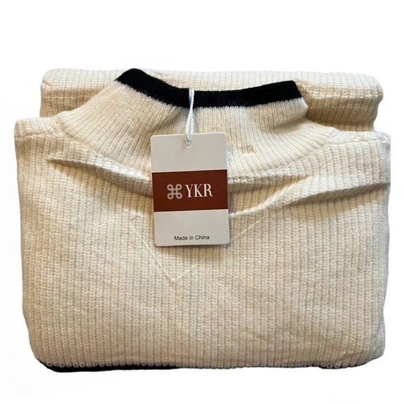 Striped Half Zip Side Slit Relaxed Casual Pullover Sweater - Picture 11 of 16